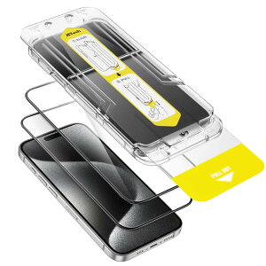 JETech iPhone 15 Pro 6.1C`p tSʕیtB 10bŒȒPCXg[ XebvgCt CA KX HDNA 2Zbg