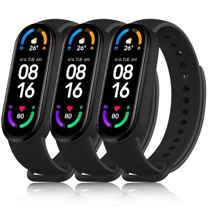 [ATUP] �R���p�`�u�� Xiaomi Mi Band 6 / Xiaomi Mi Band 5 �o���h �ւ��x���g �_�炩�� �V���R���� �����x���g �Ή� �X�}�[�g�o���h (�u���b�N+�u���b�N+�u���b�N)