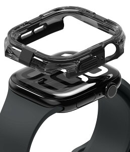 �yRingke�zApple Watch 10 46mm �P�[�X FUSION BUMPER PC+TPU�f�� �ω��� �ϏՌ� �Ռ��z�� �ی�P�[�X �A�b�v���E�H�b�`10 46mm �X�}�[�g�E�H�b�` �o���p�[�P�[�X - Black