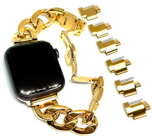 Royce&Roland Apple watch �`�F�[���o���h �o�^�t���C�o�b�N�� ������� �A�b�v���E�H�b�` ���v �o���h (�X�e�����X/�V���o�[) ���f�B�[�X �����Y �M�t�g �v���[���g (40mm 41mm 42mm, �S�[���h)