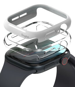 �yRingke�zApple Watch 10 42mm �P�[�X SLIM PC�f�� �ω��� �ϏՌ� �����^ �Ռ��z�� �ی�P�[�X �A�b�v���E�H�b�`10 42mm �X�}�[�g�E�H�b�` �X�����P�[�X - Clear/Light Gray