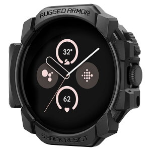Spigen Google Pixel Watch 3/2/1 �P�[�X ���� �Ռ� �z�� �^�t�l�X�f�U�C�� ���菝 �h�~ �ϏՌ� �ی�J�o�[ ���M�b�h�E�A�[�}�[ ACS07555 (�}�b�g�E�u���b�N)