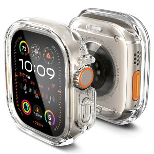 Spigen Apple Watch Ultra2 �P�[�X/Apple Watch Ultra �P�[�X 49mm �Ή� �N���A ���� �Ռ� �z�� TPU �|���J�[�{�l�[�g ���� ���^ �J�o�[ �E���g���E�n�C�u���b�h ACS05459 (�N���X�^���E�N���A)