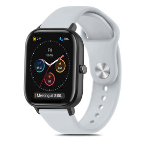 [Amzpas] 20mm �o���h for Amazfit GTS 4 Mini/GTS 4/GTS 3/GTS 2 Mini, Bip U Pro/Bip 3/Bip 3 Pro �o���h �����x���g �_�炩�� �V���R���o���h ���߉\ (�O���[)