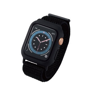 �G���R�� Apple Watch (�A�b�v���E�H�b�`) �P�[�X �J�o�[ �o���h��̌^ 40mm [Apple Watch SE2 SE 6 5 4 �Ή�] �S�ʕی� �K���X �t�@�u���b�N���n �u���b�N AW-20SBCFBBK