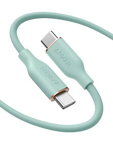 Anker PowerLine III Flow USB-C & USB-C ケーブル Anker絡まないケーブル 100W 結束バンド付き USB PD対応 シリコン素材採用 iPhone 16 / 15 Galaxy iPad Pro MacBook Pro/Air 各種対応 (1.8m クラウドホワイト)
