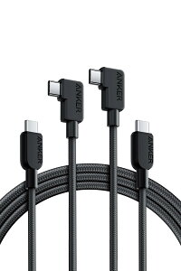 Anker USB-C & USB-C ケーブル (L字, 240W, 高耐久ナイロン) 1.8m USB PD対応 MacBook Pro 16インチ iPhone 16 / 15 iPad Pro iPad Air 5 Galaxy S24 / S23 / S22 Pixel LG 他対応 (ブラック 2本)