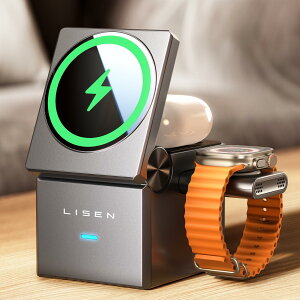 LISEN 3in1 CX[d }OZ[t[d magsafe u[d ܂ݎ15W/10W/7.5W/5W [dX^h X}zX^h[diPhone16 15Plus/15ProMax /14/13/12Pro/Max/Apple Watch/Airpods 16ɑΉ