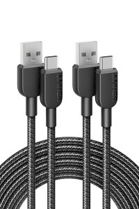 y2{ZbgzAnker 310 ϋviC USB-C & USB-A P[u USB 2.0 tXs[h[d iPhone 16 / 15 Galaxy LG AndroideΉ (3.0m 2{Zbg)