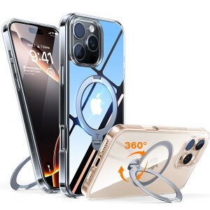 【カチッ!2024新開発・安定性】TORRAS iPhone 16 Pro Max 用 ケース ゼンマイ式スタンド 縦横両対応 リング マグネット搭載 MagSafe対応 ワイヤレス充電対応 米軍MIL規格耐衝撃 指紋防止 黄変防止 マ