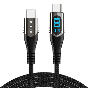 Ocetea USB Type C �P�[�u�� 100W/5A 1M PD�Ή� �}���[�d USB C to USB C �f���h�~ �^�C�vC �P�[�u�� LED�o�̓X�N���[���\�� iPhone 16/iPhone 15 MacBook Pro iPad Pro Galaxy S24/S23/S22, Pixel ��USB-C�@��Ή�