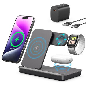 y2024VozTEPNICAL CX[d 3 in 1}[d ܂ݎ X^h u 15W/10W/7.5W iPhone 16/15/14/13/12V[YΉ/Galaxy/Note/Apples iWatch ȂǑΉ 20W PDA_v^[t ubN