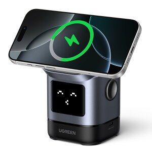 UGREEN Uno 15W CX[d 2-in-1 Qi2Ή MagSafeΉ 2䓯}[d px\ CX`[W[y 2-in-1{2*USB C|[gz iPhone 16/15/14/13/12/iWatch/CXCzɑΉ
