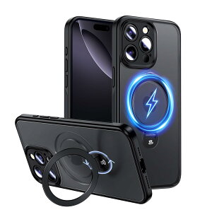 Magic John iPhone 16 Pro Max �P�[�X �ϏՌ� MagSafe�Ή� ���C�����X�[�d �X�^���h�t�� 360°��] ����~�� ��phone16 Pro Max �P�[�X ������ �J�����ی� TPU �Y���ɂ��� �z�R���t���ɂ��� �X�}�z�P�[�X iphone
