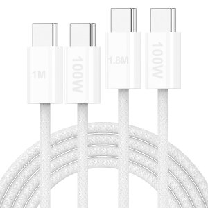 iphone 15 [dP[u 1.8m{1m ^Cvc 100w/5A }[d P[u PD/QC3.0Ή type-c to c [dR[h[d Ղ[ 2{Zbgf[^] ϋv fh~Android/MacBook Pro/Matebook/iPhone 16/16 P