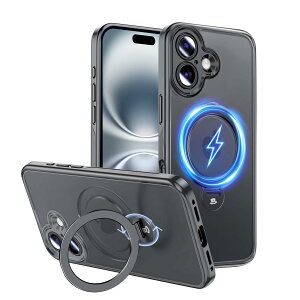 Magic John iPhone 16 �P�[�X �ϏՌ� MagSafe�Ή� ���C�����X�[�d �X�^���h�t�� 360°��] ����~�� ��phone16 �P�[�X ������ �J�����ی� TPU �Y���ɂ��� �z�R���t���ɂ��� �X�}�z�P�[�X iphone 16 �O���[