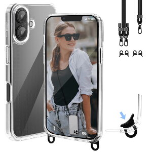 Handodo iPhone16 �P�[�X �X�}�z�P�[�X �V�����_�[ �A�C�t�H��16�p�J�o�[ �X�g���b�v2��t�� ���O���\�ȃt�b�N ���߉\ ��|��/���|��/�΂ߊ|�� �R�t�� ������HD����PC + �y�� �V���R�� TPU ��