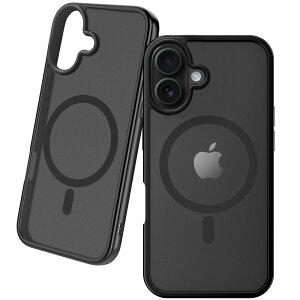 MaGdget Matte Case/�}�W�F�b�g �}�b�g �P�[�X iPhone16 �P�[�X MagSafe�Ή� �ϏՌ� �ی�P�[�X ���C�����X�[�d�Ή� ���͋z�� �l�I�W������ (Black, iPhone16)
