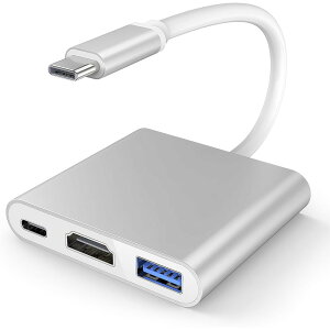 USB Type-C HDMI ϊA_v^[4K 𑜓x] 3 in 1 HDMIϊ^CvC/ 100W PD}[d/USB 3.0` for iPhone 15 16 Plus Pro Max V[Y Galaxy S23 S22 S21 iPad Macbook ̑USB-C@Ή (Vo[)