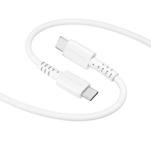MOTTERU (モッテル) USB-C to USB-C シリコンケーブル しなやかでやわらかい 断線に強い iPhone16 Android Power Delivery 60W 温度センサー搭載 シリコンケーブルバンド 付属 1.0m エアリーホワイト MOT-SCBCCG100