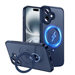 Magic John iPhone 16 �P�[�X �ϏՌ� MagSafe�Ή� ���C�����X�[�d �X�^���h�t�� 360°��] ����~�� ��phone16 �P�[�X ������ �J�����ی� TPU �Y���ɂ��� �z�R���t���ɂ��� �X�}�z�P�[�X iphone 16 �u���[