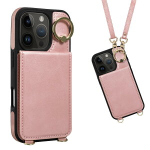 Shlybaay 対応 iPhone 16 Pro ケース 背面 手帳型 カードケース iPhone16 Pro 用 ショルダー ストラップ 手帳型ケース スマホケース いPhone 16 Pro 用 背面ケース 肩掛け ICカード収納 スタンド 斜め掛け