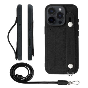 HANATORA iPhone16Pro �P�[�X �{�v �ϏՌ� �w�ʃx���g �X�g���b�v�����O �X�}�z�P�[�X �X�}�z �X�^���h�@�\ �l�b�N�X�g���b�v �t�� �J�[�h�|�P�b�g �V�������N���U�[ �M�t�g �u���b�N CGHGZ-16Pro-Blac
