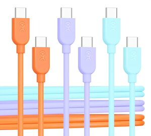 Cable Matters 3�{�Z�b�g USB C �P�[�u�� 1.8m/6ft �_�炩�� USB Type-C �P�[�u�� 60W PD�Ή� �I���� �W �u���[ �p�[�v�� iPhone16/iPhone 15/15 Pro/15 Plus/15 Pro Max/Galaxy S23�Ή�