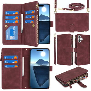 Eastwave �A�C�t�H�� 16 Plus �P�[�X For iPhone 16plus ��|���P�[�X For iPhone16plus �蒠�^ ���z�^ IC�J�[�h �R�C���|�P�b�g �X�g���b�v�t�� �J�[�h ���[ ���K���� �t�@�X�i�[�|�P�b�g�t�� PU���U�[ 6�F