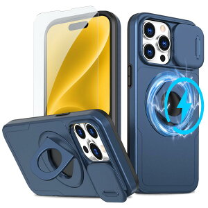 JSCOMYAP iPhone 16 Pro �p�P�[�X MagSafe�Ή�, ��phone16pro �n�C�u���b�h���C �X�}�z�P�[�X+ iphone16pro ?�� �K���X �t �t�B���� �}�O�l�b�g���� ���u���@�\�����O �X�^���h �ϏՌ� Case Cover �A�C�t�H��16p