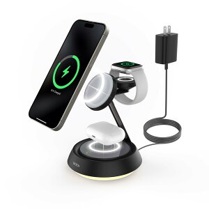 SODI CX[d 3in1 }OZ[t [d }[d15W/10W/7.5W C[d }Olbg ԃCg [dX^h iPhone16/15/14/13/12/Apple Watch/AirPodsV[Y 20WA_v^[t xbhTCh