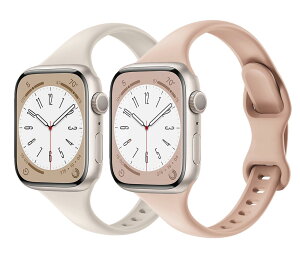 コンパチブル Apple Watch バンド レディース スリム シリコン スポーツバンド46mm 45mm 44mm 42mm 41mm 40mm 38mm アップルウォッチ バンド iwatch Series 10/9/8/7/SE/6/5/4/3/2/1 交換ベルト 通気 柔らかい 防水 (