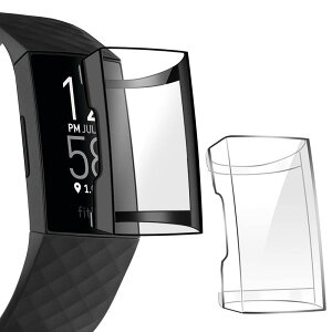 Miimall�y2���Z�b�g�z�Ή�Fitbit�i�t�B�b�g�r�b�g�j Charge 4 �P�[�X �t�B�b�g�r�b�g Charge 4 �J�o�[ �����h�~ �S�ʕی� ���y�� �ϏՌ� �E���ȒP Fitbit Charge 4 �J�o�[ (�u���b�N�{�N���A)