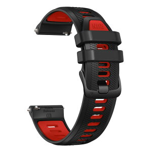 YOCAHU QuickFit 22mm �ւ��o���h for Garmin Venu 2 / Forerunner 265 / Forerunner 255 / Vivoactive 4���X�g�o���h�݊��������X�g�o���h22 mm�V���J�Q�����X�g�o���h�����Y���f�B�[�X���X�g�o���h (black-red)