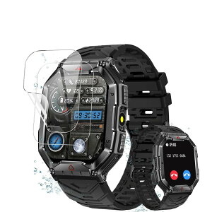 【2枚】2024年革新モデル スマートウォッチ 2.1インチ大画面 Vezuoco 2.1 インチ保護フィルム高透過率 24時間内気泡自動消えVezuoco 2.1 保護フィルム 液晶保護 傷防止 高透過率