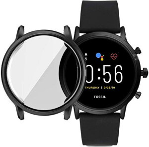 Miimall Fossil Gen5 Carlyle HR ��p�P�[�X Fossil Gen5 Carlyle HR�J�o�[ �\�t�g �҂�����Ή� �C�菝�h�~ �h�Ռ� �����ߗ� TPU�ޗ� �S�ʕی� ����h�~Fossil Gen5 Carlyle HR �o���p�[�i�u���b�N�j