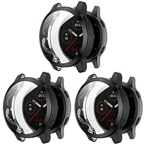 FitTurn �X�N���[���v���e�N�^�[ �P�[�X For Garmin Venu 2 & Vivoactive 4 Watch TPU �X�����P�[�X�J�o�[ [���b�L���^���J���[�t���[��] [3D�t���J�o�[] �V�F���ی� For Garmin Venu 2�E�H�b�`(3�p�b�N-�u���b�N)