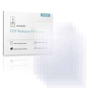 UniTak3D Mono X FEP�t�B����260x180mm�����`��p��5pcs Compatible with Anycubic Photon Mono X 4K,Photon MONO X 6K,Photon M3 Plus,Saturn,NOVA3D Whale 2,Crealit3D LD-006 UV DLP LCD 8.9�h����3D�v�����^(0.15mm����)