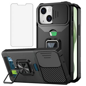 NKECXKJ iPhone 15 �P�[�X�p, �A�C�t�H��15 �X�}�z�P�[�X + iPhone15 ?�� �K���X �t �t�B���� ���z�^�J�[�h���[ ���u���@�\�����O �X�^���h �ϏՌ� Case Cover ��phone15 15 15�P�[�X 15���[�X �J�o�[ ��