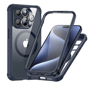 ESR iPhone 15 Pro ��p�P�[�X�Z�b�g 1�Z�b�g�ʃ����Y�ی�t�B���� MagSafe�݊��X�}�z�P�[�X�Ή� �S�ʕی�^�C�v�R�p�K�i�ی�� �Ϗ��� Armor�V���[�Y �N���A�u���[