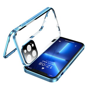 bNt iPhone13Pro P[X SʃJo[ Jی tJo[ KXtBt }Olbg iPhone13 Pro ʃP[X 360 KXP[X A~ op[  NA (13Pro, u[)