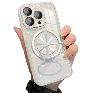 Damesine iphone 15 ProMaxpP[X VRϏՌ NA ANv[g MagSafeΉ CX[d 360°]}OlbgX^hƃJJo[̈̌^ KXtBYی IV