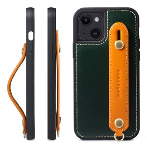 HANATORA iPhone15 �P�[�X �{�v �ϏՌ� �w�ʃx���g �X�g���b�v�����O �X�}�z�P�[�X �X�}�z �X�^���h�@�\ �R�[�h�z���_�[ �K���X�t�B���� �t�� �I�C���h���U�[ �M�t�g �O���[��+�I�����W GH-15-Green-