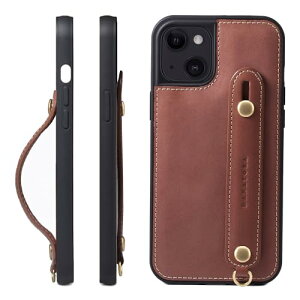 HANATORA iPhone15Plus �P�[�X �{�v �ϏՌ� �w�ʃx���g �X�g���b�v�����O �X�}�z�P�[�X �X�}�z �X�^���h�@�\ �R�[�h�z���_�[ �K���X�t�B���� �t�� �I�C���h���U�[ �M�t�g �`���R GH-15Plus-Choco-m