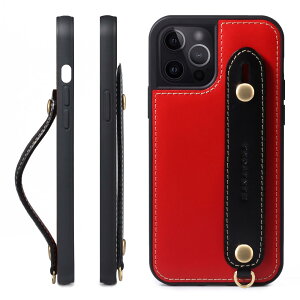 HANATORA iPhone15Pro �P�[�X �{�v �ϏՌ� �w�ʃx���g �X�g���b�v�����O �X�}�z�P�[�X �X�}�z �X�^���h�@�\ �R�[�h�z���_�[ �K���X�t�B���� �t�� �I�C���h���U�[ �M�t�g ���b�h+�u���b�N GH-15Pro-Red