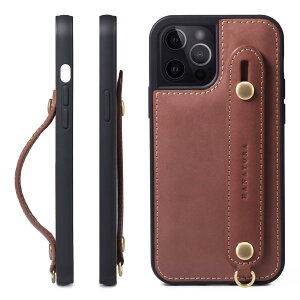 HANATORA iPhone15Pro �P�[�X �{�v �ϏՌ� �w�ʃx���g �X�g���b�v�����O �X�}�z�P�[�X �X�}�z �X�^���h�@�\ �R�[�h�z���_�[ �K���X�t�B���� �t�� �I�C���h���U�[ �M�t�g �`���R GH-15Pro-Choco-m