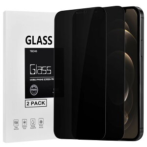 TECHO �v���C�o�V�[�X�N���[���v���e�N�^�[ iPhone 12 Pro Max �A���`�X�p�C�����K���X�t�B���� (�[����[�܂Ńt���J�o�[) (�P�[�X�t�����h���[) (2���p�b�N) (6.7�C���`)
