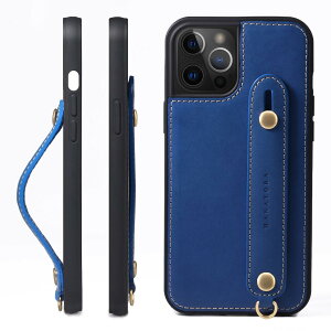 HANATORA iPhone15ProMax �P�[�X �{�v �ϏՌ� �w�ʃx���g �X�g���b�v�����O �X�}�z�P�[�X �X�}�z �X�^���h�@�\ �R�[�h�z���_�[ �K���X�t�B���� �t�� �I�C���h���U�[ �M�t�g �u���[ GH-15ProMax-Blue-m
