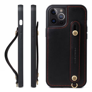 HANATORA iPhone15ProMax �P�[�X �{�v �ϏՌ� �w�ʃx���g �X�g���b�v�����O �X�}�z�P�[�X �X�}�z �X�^���h�@�\ �R�[�h�z���_�[ �K���X�t�B���� �t�� �I�C���h���U�[ �M�t�g �u���b�N GH-15ProMax-Black-m