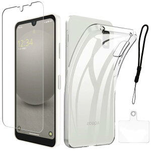 kawaylJP For AQUOS wish3 用の ガラスフィルム【1枚 保護フィルム+1個 TPU ケース】 SH-53D 用の フィルム 硬度9H wish3 用の 強化ガラス ケース カバー+ショート ストラップ 携帯ストラップ +